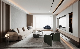 164㎡极简+轻奢，线性美学构建的高级感(图3)